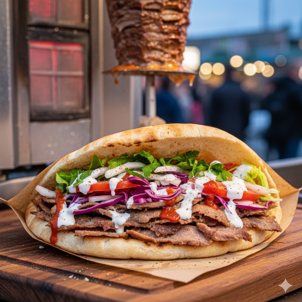 Döner kebab se sýrem